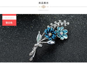 เข็มกลัดดอกไม้เพชรเข็มกลัดแฟชั่นดีไซน์เสื้อผ้าดอกไม้หรูหราน้ำมันหยดช่อดอกไม้ - Product Image 6