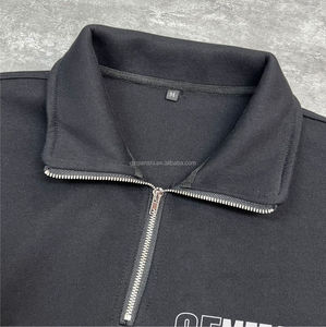 เสื้อฮู้ดซิปผู้ชายไซส์ใหญ่ ผ้าเฟรนช์เทอร์รี่ 100% คอตตอน หนานุ่ม ระบายอากาศได้ดี สไตล์สตรีทแวร์ ซิป ¼ ตัว  แบบสั่งทำพิเศษ - Product Image 4