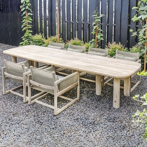 Set da pranzo da giardino in legno di Teak, tavolo e sedie da esterno, sedia da bistrot, Set da pranzo all'aperto - Product Image 5