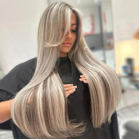 Vente en gros 13x4 Perruque Lace Front Highlight brun cendré Cheveux humains vierges Perruques Lace Pre Plucked Baby Hair Straight Lace Frontal