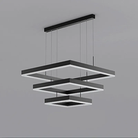 Suspension Moderne Contemporaine Acrylique Noir Nouveau Design Lampe Carrée Salle à Manger Salon Lustres LED