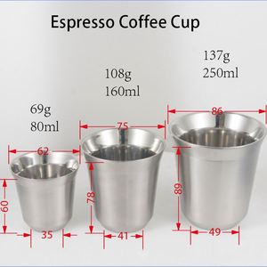 Custom logo 80ml 160 ml 250 ml Thermal Cup Coffee Mug 304 Stainless Steel <b>Double</b> <b>Wall</b> Capsule Italy Espresso Coffee Cup - Product Image 2