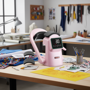 เครื่องรีดร้อนอัตโนมัติ Vevor สีชมพู 110V แบบไฟฟ้า พร้อมแผ่นเปลี่ยนได้ 2 แผ่น สำหรับพิมพ์ลายบนหมวก - Product Image 2
