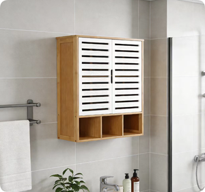 Armoire murale de salle de bain en <span class=keywords><strong>bambou</strong></span> écologique, armoire de rangement pour salle de bain, armoire murale pour toilettes, meubles de salle de bain - Product Image 5