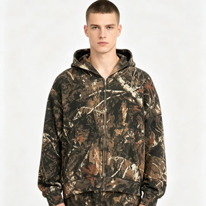 High Street Oversized Realtree <b>Camo</b> Zip Up Hoodie <b>Men</b> Heavyweight Cotton Tree Camouflage Print Streetwear Hooded <b>Jacket</b> - Product Image 1