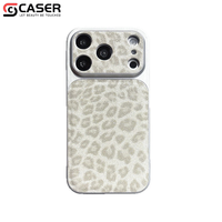 Coque de téléphone pour iPhone 17/16/15, motif léopard pailleté, transformation instantanée en grande fenêtre, style luxueux, antichoc