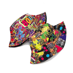 Cappello da Pescatore Landfond per Esterni, Stile <span class=keywords><strong>Rasta</strong></span> con <span class=keywords><strong>Leone</strong></span>, Doppio Lato con Stampa Cartoon, in Denim e Flanella Terry per la Pesca - Product Image 3