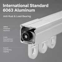 Rail de rideau télescopique moderne en aluminium blanc, silencieux, longueur réglable, fixation murale ou plafond, pour fenêtres domestiques