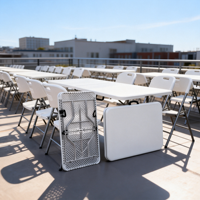Table pliante portable en plastique de 72 pouces avec cadre robuste pour bureau, salle de réunion