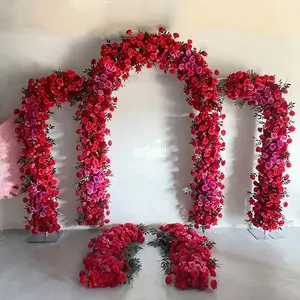 Floral Rose Backdrops Events Fabric Florable Rolled Up Flower Wall Backdrop Flowers Row For Wedding