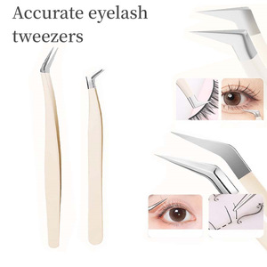 2 Stück KHC S42 Edelstahl Langlebige 10mm Wimpernpinzette Präzisions-Antistatik-Spitze Augenbrauen-Formungswerkzeug - Product Image 2