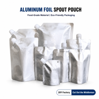Pochette Doypack à bec verseur en aluminium argenté, personnalisable, de qualité alimentaire pour liquides