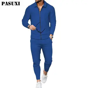 PASUXI Hot Sale Boy's Long Sleeve Casual Zipper Fitness Jogging Suit Mens Training Wear Running Two Piece Sets