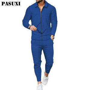 PASUXI Offre Spéciale garçon à manches longues décontracté fermeture éclair Fitness Jogging costume hommes vêtements d'entraînement course deux pièces ensembles - Product Image 1