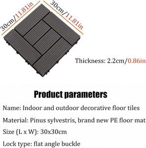 Baldosas de Plástico Compuesto WPC para Balcón y Jardín, Baldosas de Terraza DIY de 300*300 mm, Baldosas de Suelo Exterior Enclavables - Product Image 2