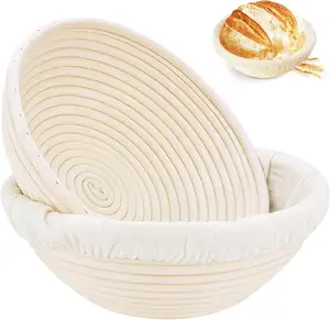 Ekmek pişirme için özelleştirilmiş Rattan Oval ekmek sepeti Rattan dokuma depolama sepeti ekmek prova sepeti