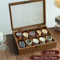 Boîte à montres JinZheng élégante en bois de noyer massif, faite à la main, avec 3/6/10/12 emplacements, étui de rangement et de présentation doublé de velours, design animalier unique