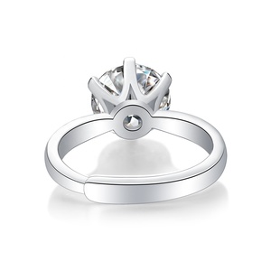 Bijoux fins <span class=keywords><strong>prix</strong></span> de gros 925 en <span class=keywords><strong>argent</strong></span> Sterling coupe ronde 1ct 2ct 3ct <span class=keywords><strong>D</strong></span> couleur classique Moissanite bague de mariage femmes bijoux - Product Image 4