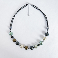2024 à la mode hip-hop titane acier perle couture collier de perles noires pour hommes et femmes collier empilé