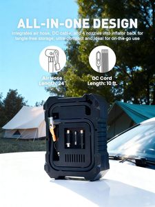 Pompa <span class=keywords><strong>Inflator</strong></span> Elektrik Digital Kompak Portabel 12V 100 PSI dengan Lampu LED untuk Ban MPV/Mobil/Sepeda - Product Image 3