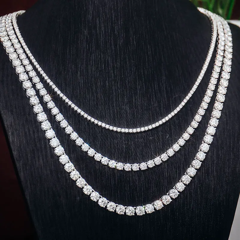 Collana da Tennis con diamanti personalizzati con certificazione IGI, collana da Tennis, di lusso, con diamanti, collana in oro bianco, uomo e donna