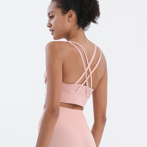 <span class=keywords><strong>Lulu</strong></span>, gran oferta, sujetador de Yoga de talla grande, Color sólido, espalda cruzada, ropa de gimnasio, corto de Yoga Top, sujetador deportivo para mujer - Product Image 2
