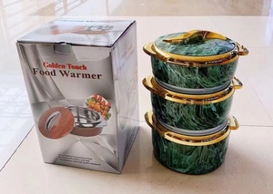 Space Saving 3Pcs 1.5L 2L 2.5L Insulated Hot Pot S Shaped Gold <strong>Knob</strong> Double Wall Food Container Ramadan Festival Africa Banquet - Product Image 5