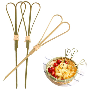 Brochettes jetables en bambou pour fruits, nœuds/boucles/cœurs, prix de gros bon marché, vente en gros, pour cocktails, fruits, barbecue, écologiques - Product Image 1