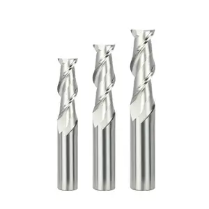 OEM Grosir 2 Seruling End Mill Carbide CNC Alat Logam Gloss Tinggi Wajah Milling Cutter untuk Aluminium Milling Cutter 2 Seruling