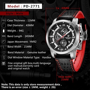Montre-bracelet à quartz PAGANI DESIGN 2771, style décontracté et sportif, de haute qualité, boîtier en métal, bracelet en cuir, mouvement japonais, montre de golf pour homme - Product Image 4