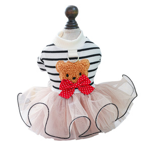 Pet Dress Dog Cat Clothes Striped Fifi <b>Bear</b> Tulle Skirt Princess Style Four Seasons <b>Cute</b> Design - Product Image 5