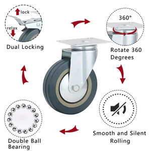 Placa giratoria con freno, ruedas de rueda universales de plástico PVC medio - Product Image 5