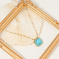 Ensemble de bijoux en acier inoxydable électroplaqué turquoise, collier, boucles d'oreilles, bracelet, style chinois, design géométrique tendance, cadeau pour femmes