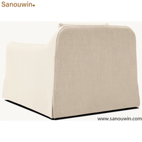 Fauteuil de loisirs moderne avec housse, fauteuil d'appoint rembourré en tissu de lin pour l'intérieur de la maison
