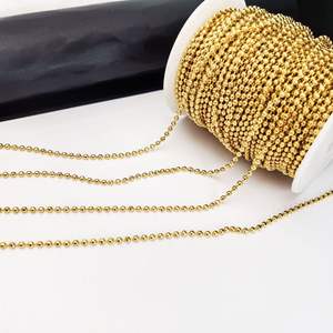 สร้อยคอโซ่ลูกปัดกลมสีทองเคลือบสแตนเลส พร้อมตัวเชื่อมและตัวล็อก สำหรับปรับความยาวได้ ใช้ทำป้ายห้อยคอสุนัขแบบ DIY - Product Image 4