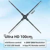 Ventiladores Holográficos LED 3D de 100 cm, 1080P HD, 4 Aspas, Control WiFi, Proyector de Hologramas, Ventilador de Publicidad para Interiores