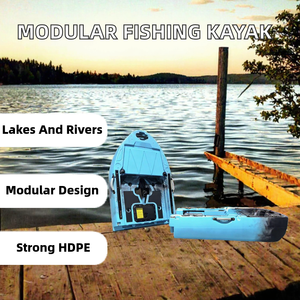 Kayak da Pesca Modulare Blu con Sedile Singolo Staccabile in HDPE, Canoa con Pedaliera per Laghi e Fiumi - Product Image 2