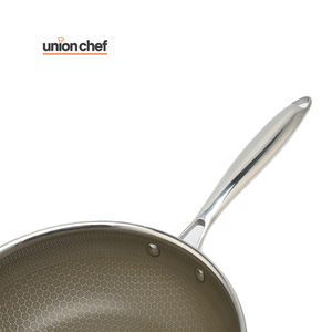 Bandeja Wok de acero inoxidable de 3 capas de UNION <span class=keywords><strong>CHEF</strong></span>, mango de acero fundido de 26 cm con remache, material metálico antiadherente con revestimiento de Ti - Product Image 6
