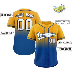 เสื้อเบสบอลกระดุมไล่ระดับสีแบบกำหนดเองสำหรับผู้ชายผู้หญิงเยาวชนมีลายเย็บหรือพิมพ์ชื่อและหมายเลข - Product Image 1