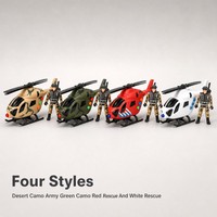 Ensemble de jouets hélicoptère à inertie avec lumière et son, figurine de soldat incluse, pour enfants, jeu de rôle de sauvetage et d'armée, coffret cadeau