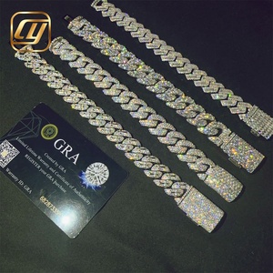 14 15 16MM Cuban Link Bracelet 925 Sterling Silver VVS Moissanite Diamond <b>Iced</b> <b>Out</b> Cuban Link <b>Chain</b> Hip Hop Jewelry Bracelet - Product Image 1