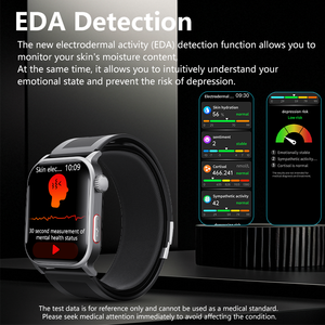 Montre connectée ECG avec pompe à air, évaluation du risque de maladie cardiaque, alarme de chute SOS, détection d'émotions EDA - Product Image 3