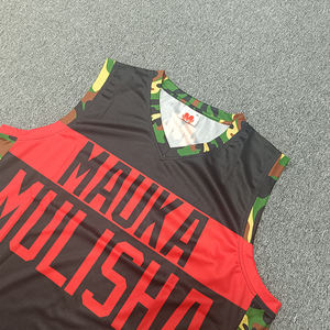 Vente en gros directe usine – Ensemble de sport personnalisé en jersey col en V, respirant, séchage rapide, design sublimation basketball imprimé 100% - Product Image 4