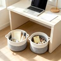 Panier de rangement rond en corde tressée pour jouets, livres, vêtements et organisation domestique