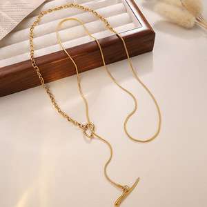 Collar de Acero Inoxidable con Gancho, Cadena para Suéter en Oro y Plata, Joyería con Colgante para Uso Diario - Product Image 2