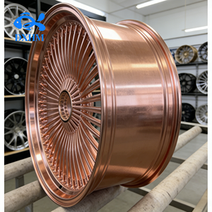 Rines Forjados de 20 Pulgadas 5x114.3 5x112 en Oro Rosa Pulido con Diseño de Rayos, Rin Personalizado Premium para Autos Clásicos BMW y Rolls <span class=keywords><strong>Royce</strong></span> - Product Image 3