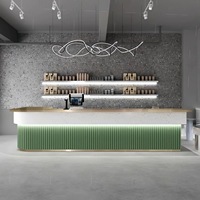 Comptoir de réception commercial personnalisé en bois massif et contreplaqué avec logo pour boulangerie, café, pâtisserie
