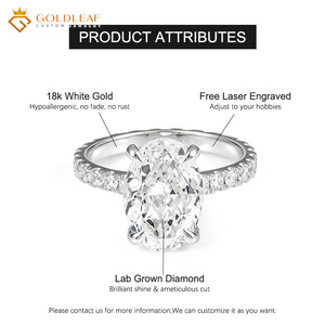 เครื่องประดับ goldleaf 1CT-3CT CVD HPHT Lab <span class=keywords><strong>Diamond</strong></span> 10K 14K 18K แข็งทองหมั้นแหวนแต่งงาน VVS วงรีห้องปฏิบัติการ - Product Image 3