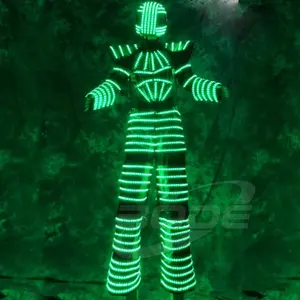 Vestiti per feste Stilt Walking Traje De Robot tuta luminosa giacca petto Display casco Laser Led Robot Costume