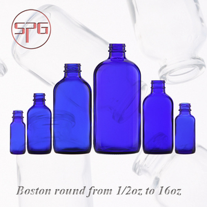 산동 제약 유리 병 앰버 유리, 클리어, 코발트 블루, & 그린, 블랙 보스턴 라운드 유리 병 - Product Image 4